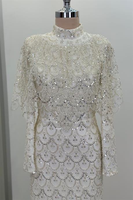 Elenor Tesettür Abiye Beyaz