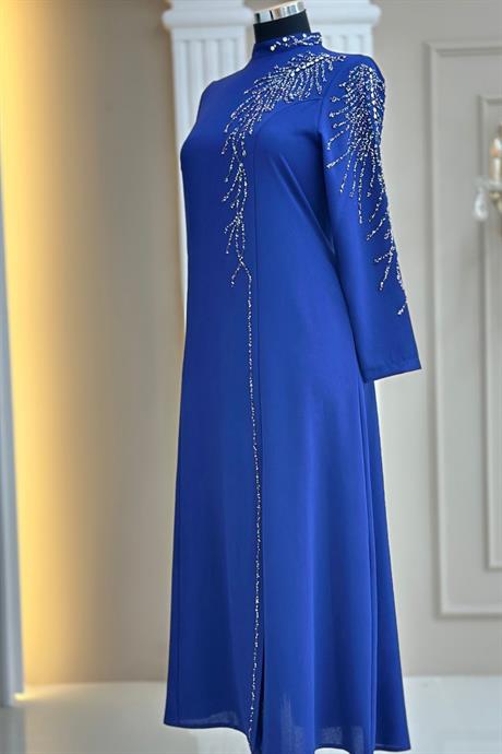 Elisa Tesettür Abiye İndigo