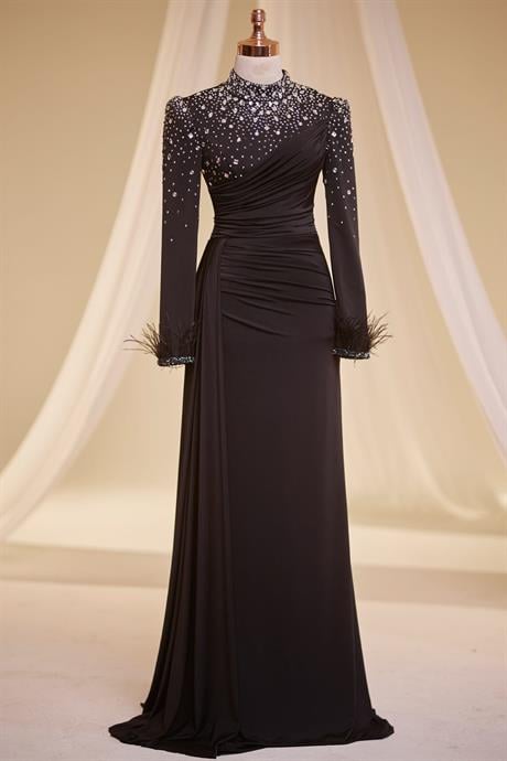 Elmas Tesettür Abiye Siyah