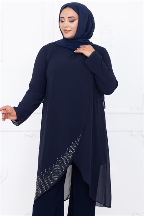 Esin Pantolon Tunik Tesettür Takım Lacivert