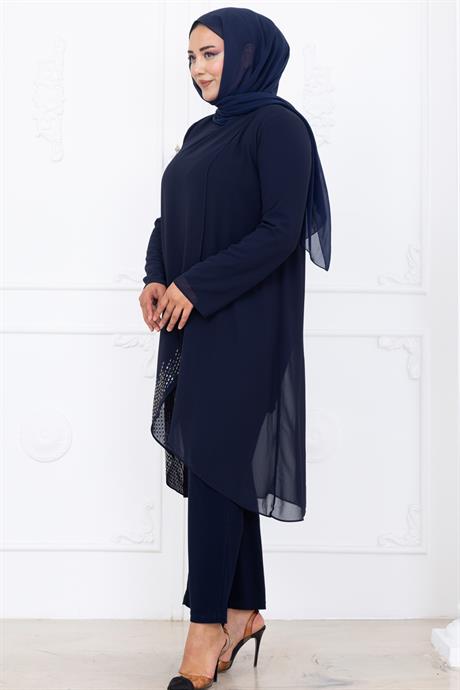 Esin Pantolon Tunik Tesettür Takım Lacivert