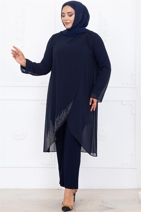 Esin Pantolon Tunik Tesettür Takım Lacivert