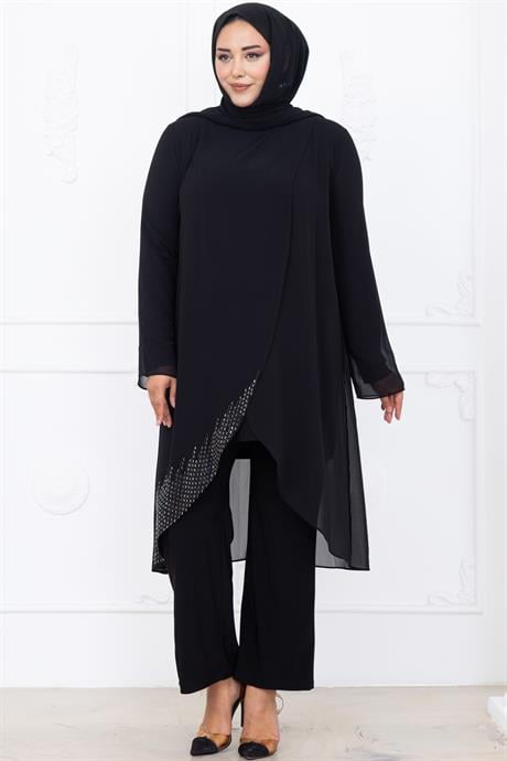 Esin Pantolon Tunik Tesettür Takım Siyah