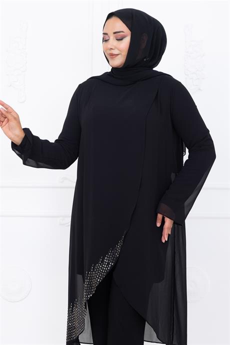 Esin Pantolon Tunik Tesettür Takım Siyah