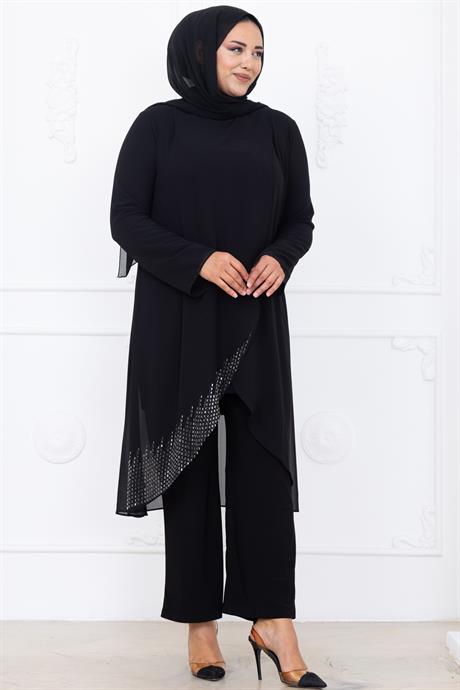 Esin Pantolon Tunik Tesettür Takım Siyah