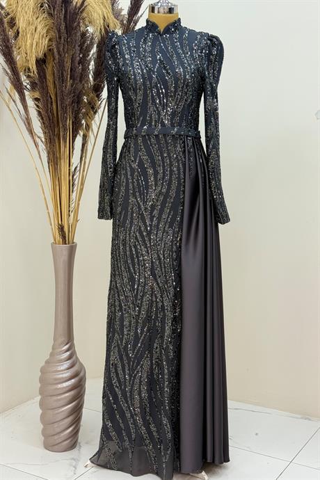 Eslina Tesettür Abiye Antrasit