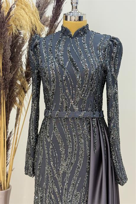 Eslina Tesettür Abiye Antrasit