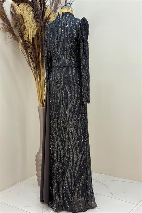 Eslina Tesettür Abiye Antrasit