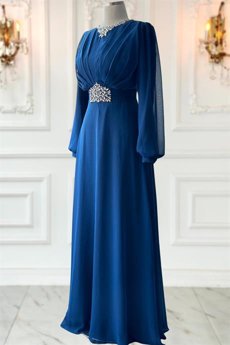 Faran Tesettür Abiye İndigo