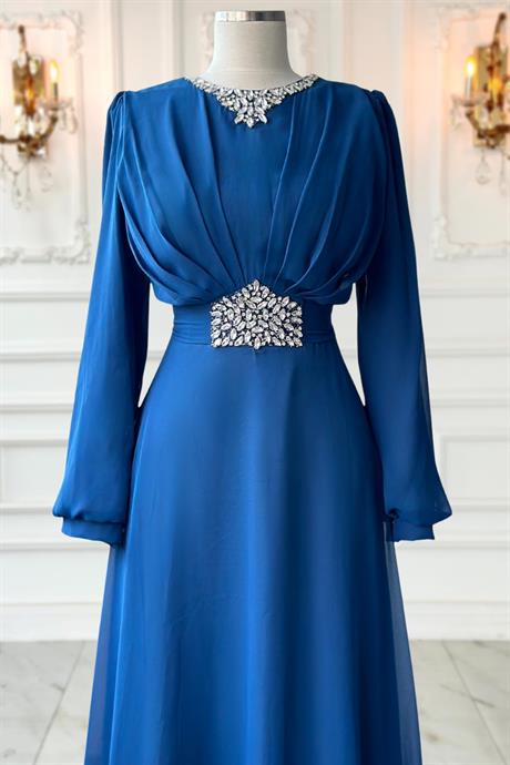 Faran Tesettür Abiye İndigo