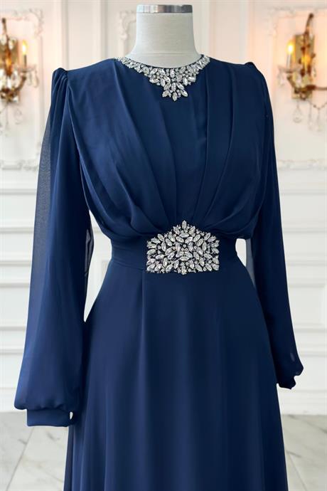 Faran Tesettür Abiye Lacivert