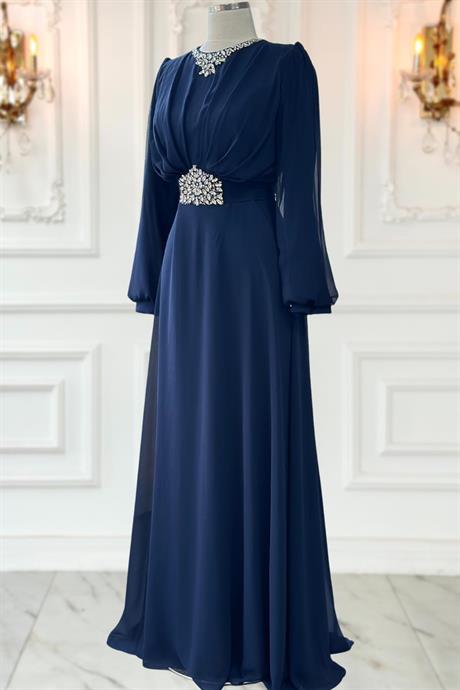 Faran Tesettür Abiye Lacivert