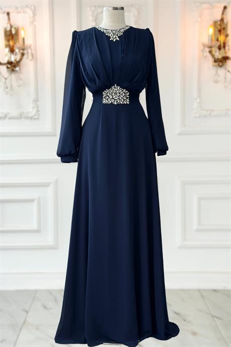 Faran Tesettür Abiye Lacivert