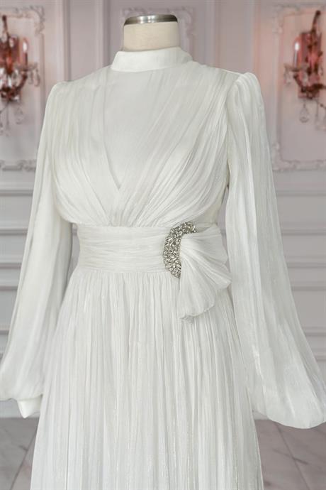 Feray Tesettür Abiye Ekru