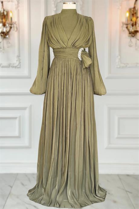 Feray Tesettür Abiye Haki