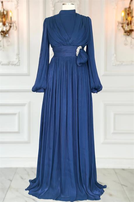 Feray Tesettür Abiye Lacivert