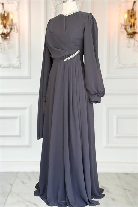 Feyza Tesettür Abiye Antrasit