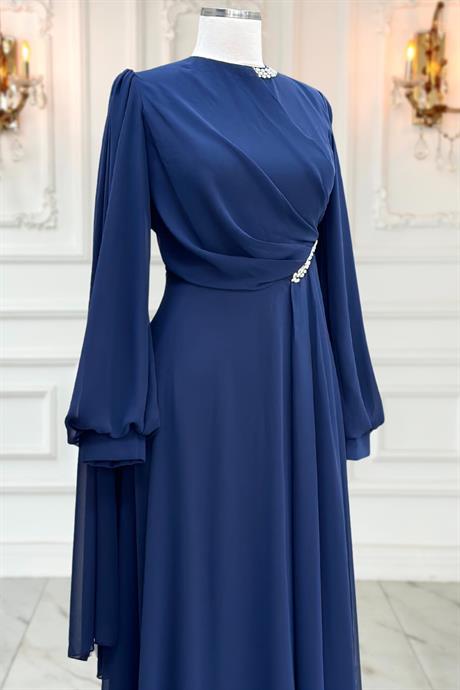 Feyza Tesettür Abiye Lacivert