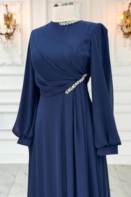 Feyza Tesettür Abiye Lacivert