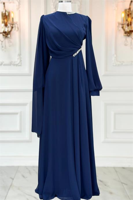 Feyza Tesettür Abiye Lacivert