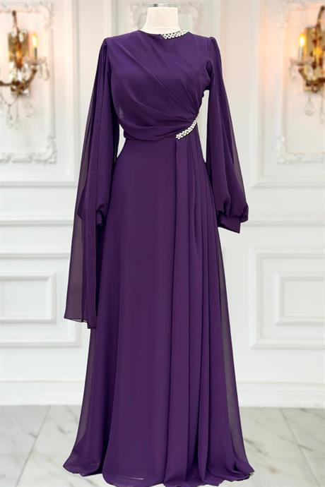 Feyza Tesettür Abiye Mürdüm