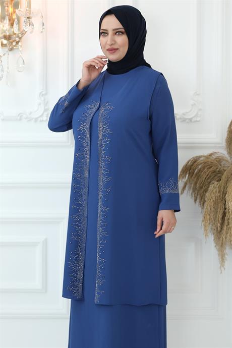 Filiz Tesettür Abiye İndigo