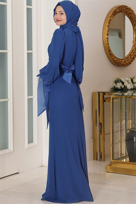 Firuze Tesettür Abiye İndigo