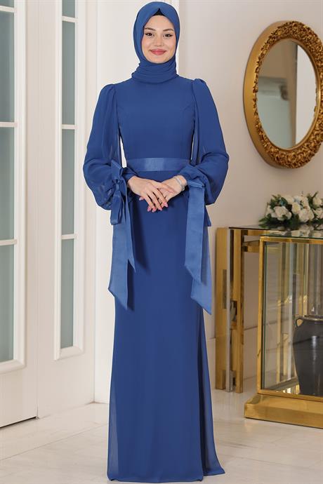 Firuze Tesettür Abiye İndigo