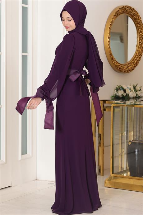Firuze Tesettür Abiye Mor