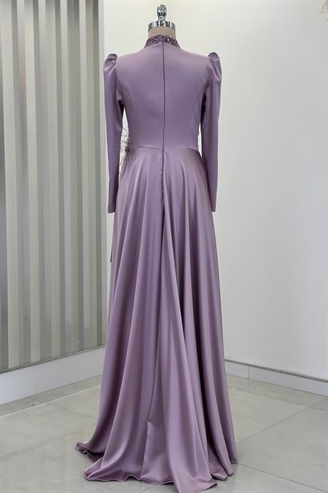 Flowers Tesettür Abiye Lila