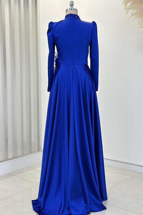 Flowers Tesettür Abiye Saks