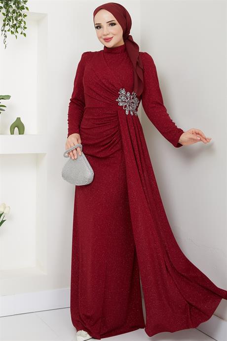 Gözde Tesettür Abiye Bordo