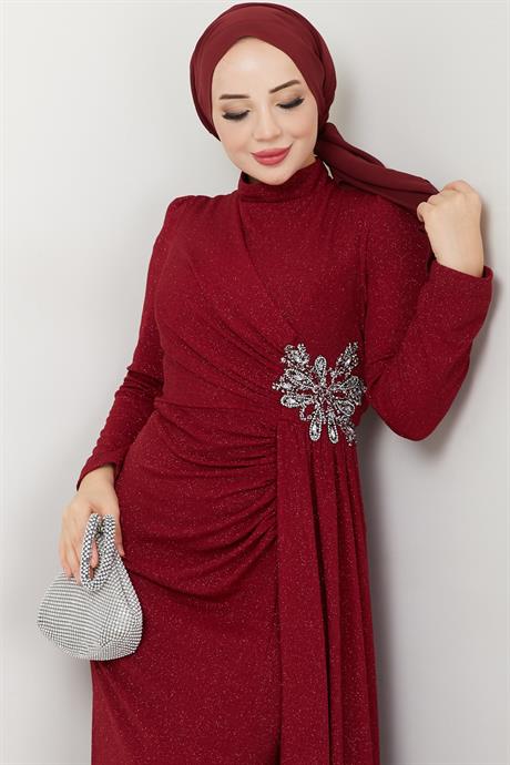 Gözde Tesettür Abiye Bordo