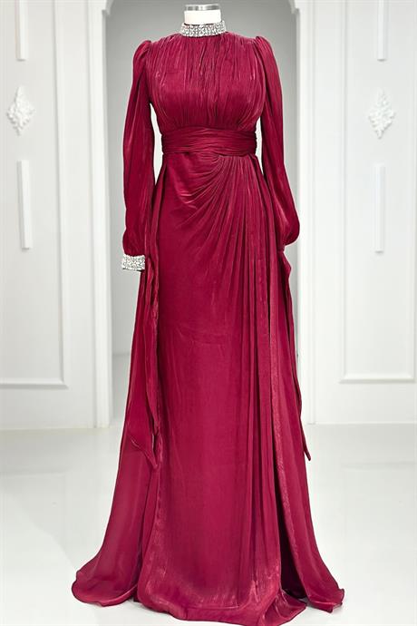 Gözde Tesettür Abiye Bordo