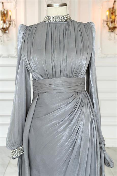 Gözde Tesettür Abiye Gri