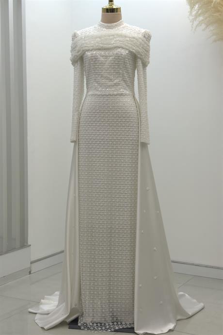 Griselda Tesettür Abiye Beyaz