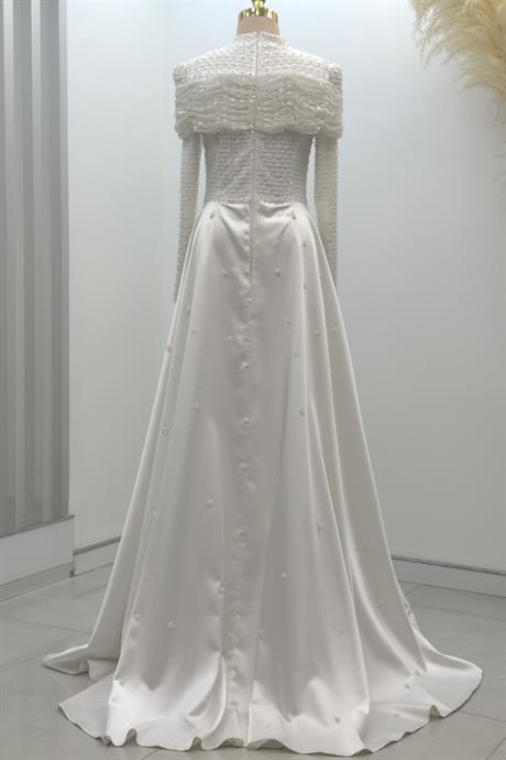 Griselda Tesettür Abiye Beyaz