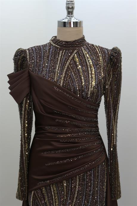 Hailey Tesettür Abiye Kahve