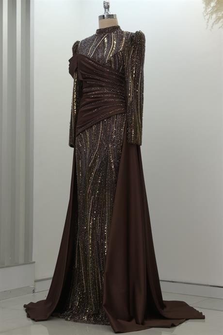 Hailey Tesettür Abiye Kahve