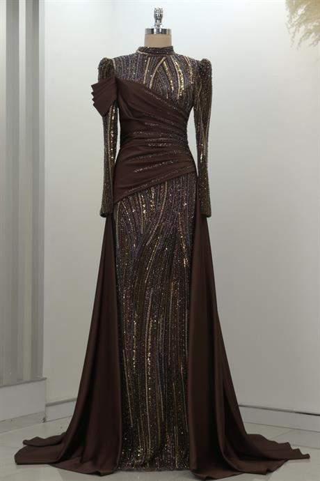 Hailey Tesettür Abiye Kahve