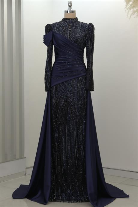 Hailey Tesettür Abiye Lacivert