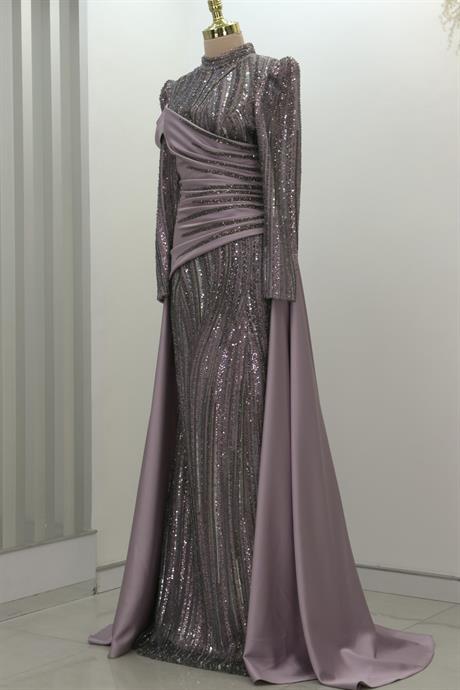 Hailey Tesettür Abiye Lila