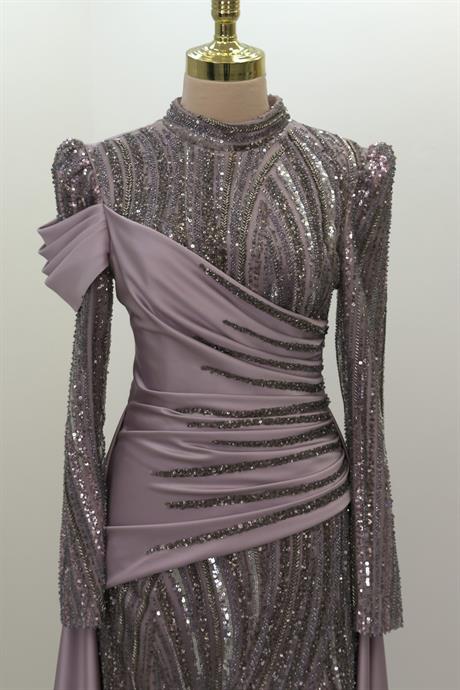 Hailey Tesettür Abiye Lila