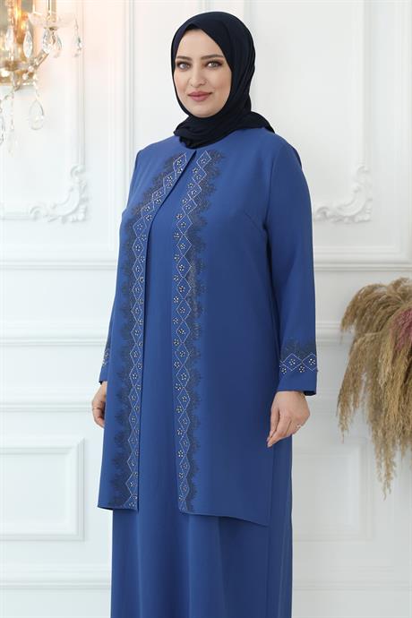 Hatun Tesettür Abiye İndigo