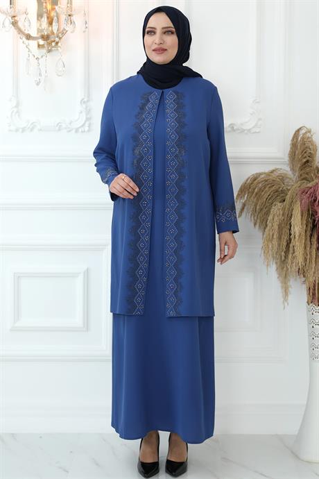Hatun Tesettür Abiye İndigo
