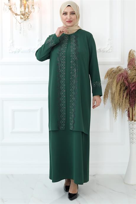 Hatun Tesettür Abiye Zümrüt