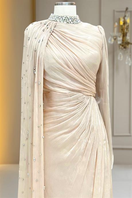 Helen Tesettür Abiye Krem