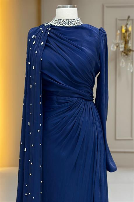 Helen Tesettür Abiye Lacivert