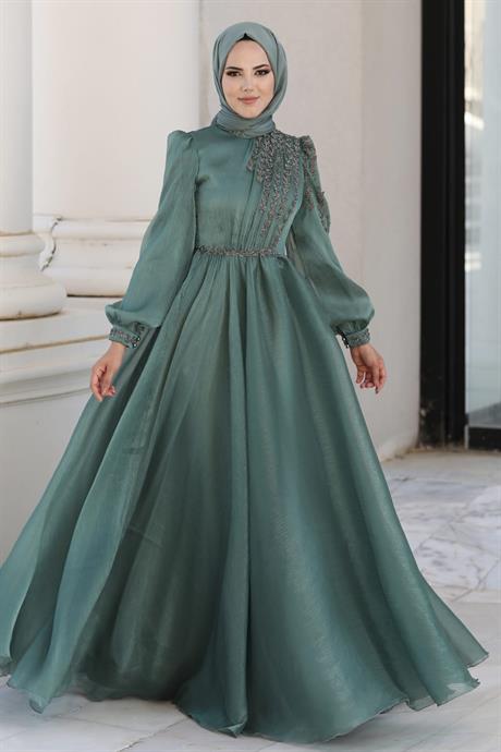 Helen Tesettür Abiye Yeşil