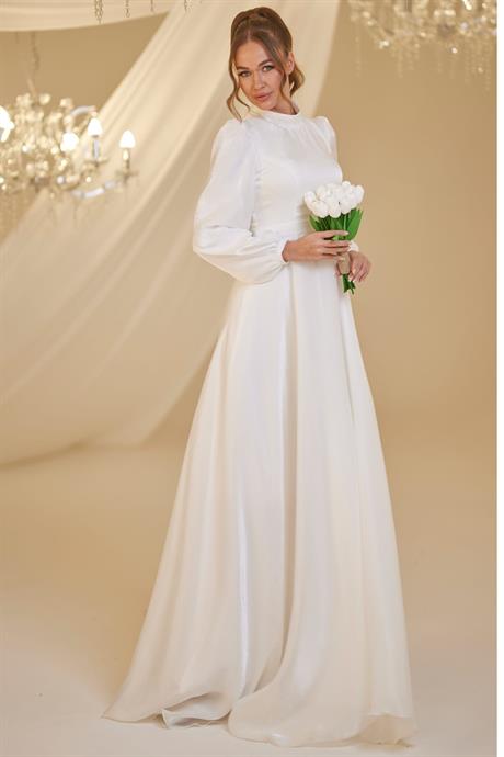 Helin Tesettür Abiye Beyaz